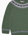 Olive Fair Isle Merino Kids Jumper | La Coqueta