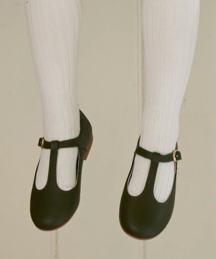White Ribbed Kids Tights