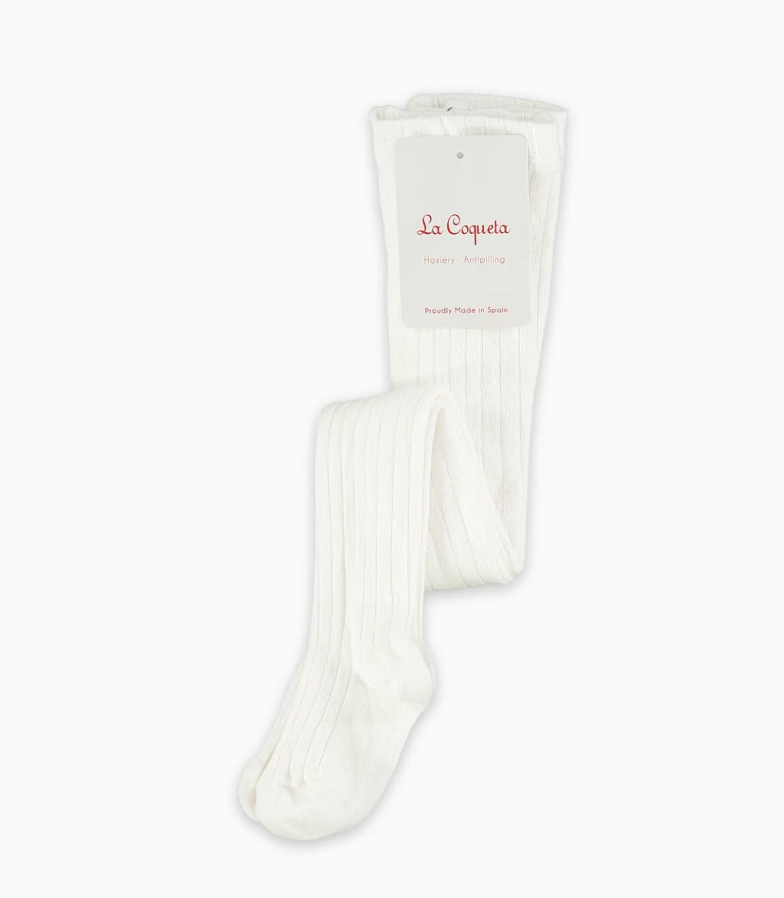 White Ribbed Kids Tights