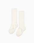 Off White Ribbed Knee High Kids Socks | La Coqueta