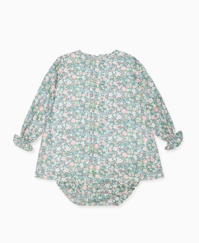 Green Floral Belia Baby Girl Smocked Set | La Coqueta