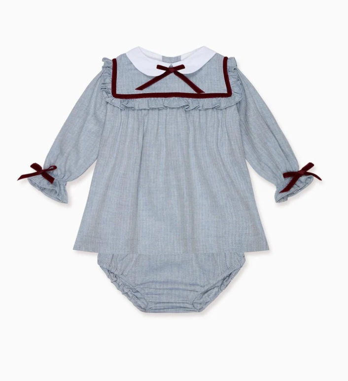 Dusty Blue Melissa Baby Girl Set | La Coqueta