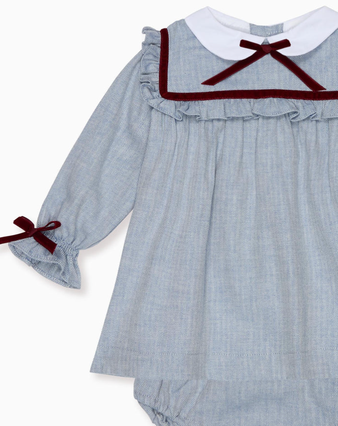 Dusty Blue Melissa Baby Girl Set | La Coqueta