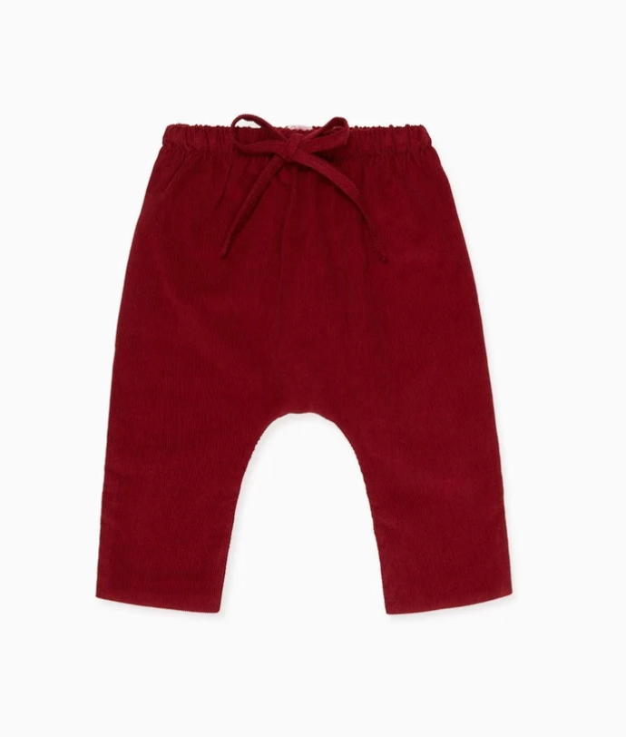 Burgundy Alex Corduroy Baby Trousers | La Coqueta