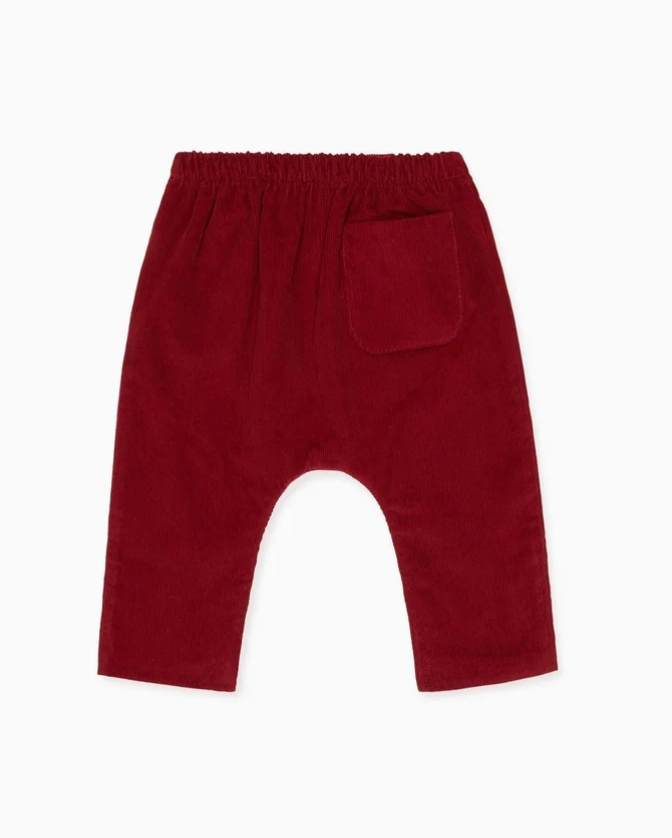 Burgundy Alex Corduroy Baby Trousers | La Coqueta