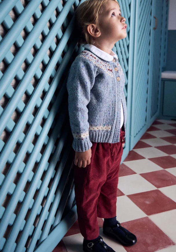 Burgundy Alex Corduroy Baby Trousers | La Coqueta