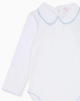 White & Blue Lirio Baby Bodysuit | La Coqueta