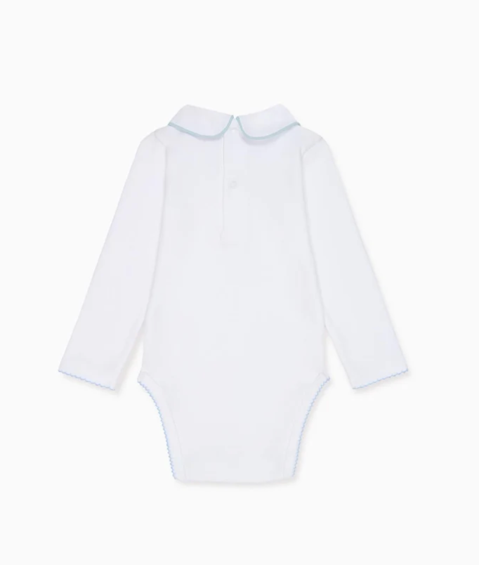 White &amp; Blue Lirio Baby Bodysuit | La Coqueta