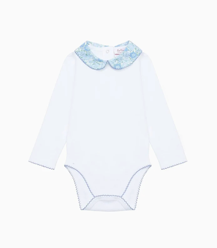 Blue Floral Patricio Baby Girl Bodysuit | La Coqueta