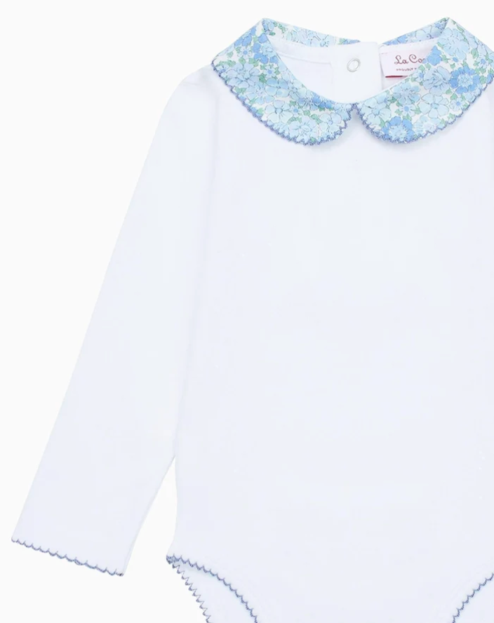 Blue Floral Patricio Baby Girl Bodysuit | La Coqueta