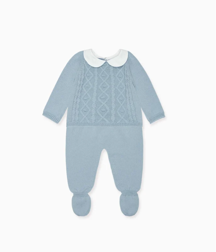 Dusty Blue Inigo Merino Baby Knitted Set | La Coqueta