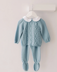 Dusty Blue Inigo Merino Baby Knitted Set | La Coqueta