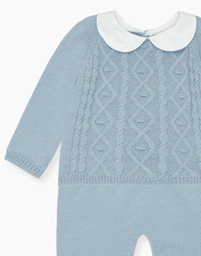 Dusty Blue Inigo Merino Baby Knitted Set | La Coqueta