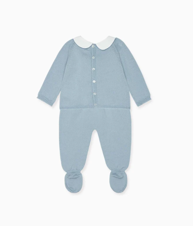 Dusty Blue Inigo Merino Baby Knitted Set | La Coqueta