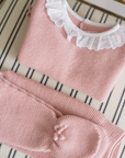 Dusty Pink Leonor Merino Baby Girl Knitted Set | La Coqueta