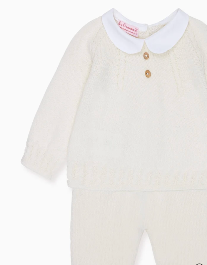 Ivory Noa Merino Baby Knitted Set | La Coqueta