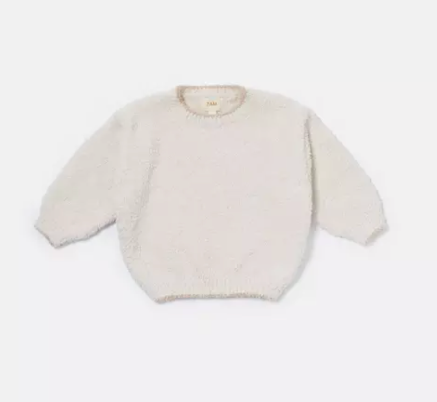 Ecru Fuzzy Boxy Sweater