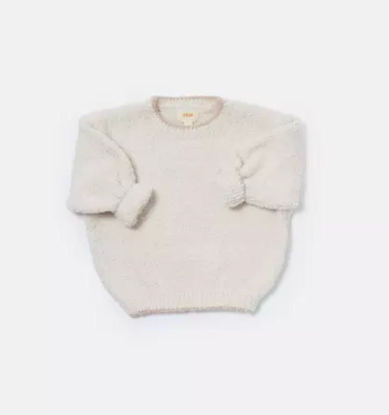 Ecru Fuzzy Boxy Sweater