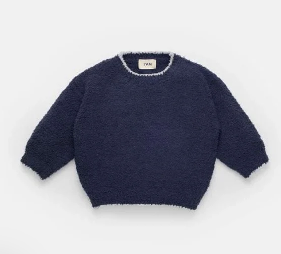 Navy Fuzzy Boxy Sweater