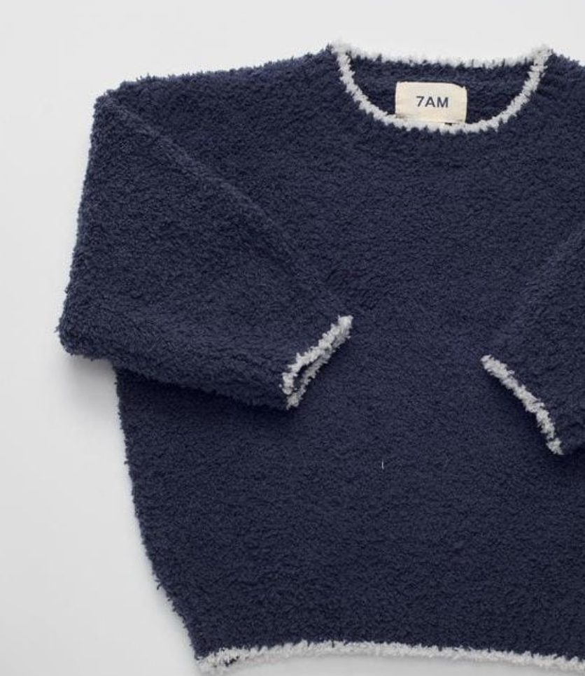 Navy Fuzzy Boxy Sweater