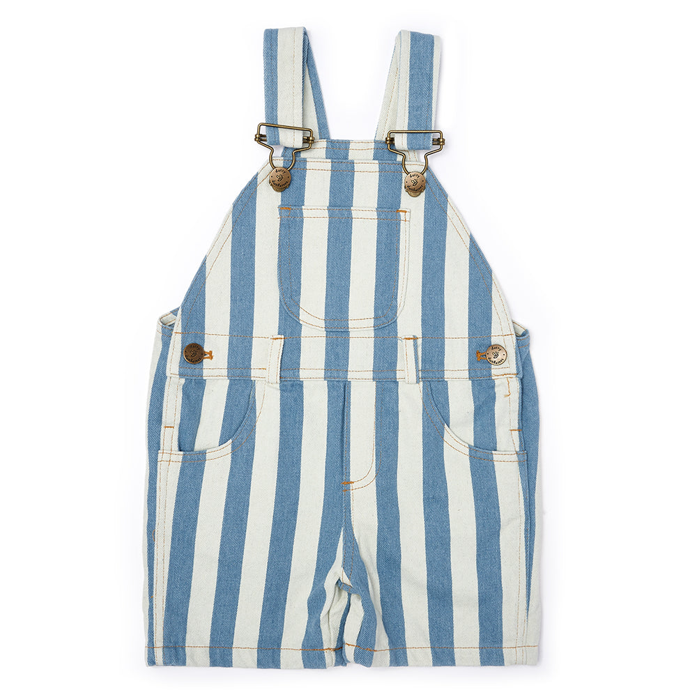 Stonewash Stripe Short Overalls