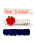 Apple Be Kind Hearts Navy Hair Clips - BTS24