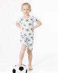Soccer Balls Playing Soccer  Blue - Loungewear Short Set
