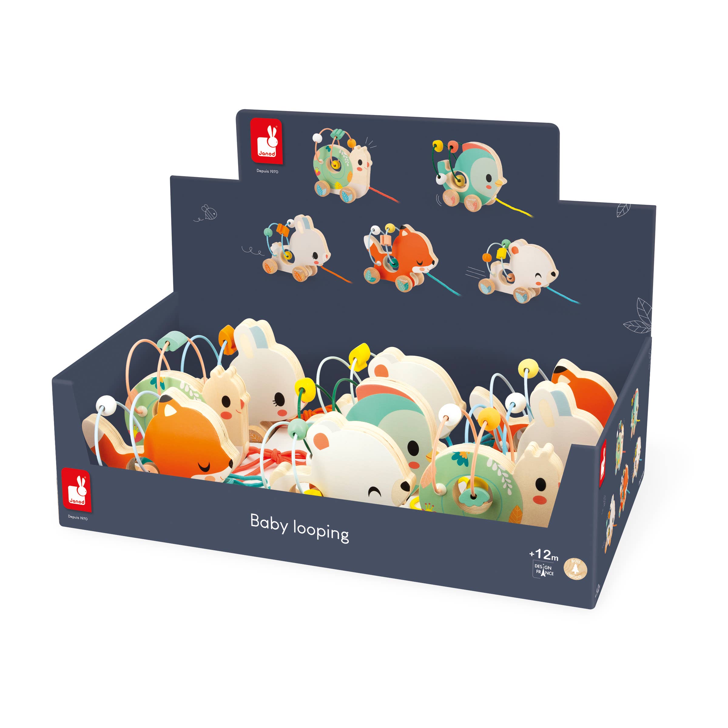 Pure Pull-Along Animal Bead Maze Display x9