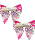 Liberty Print Set of 2 Bows w/ Tails- Betsy F Neon