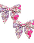 Liberty Print Set of 2 Bows w/ Tails- Betsy F Neon