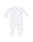 Blue Stars Print Zipper Footie