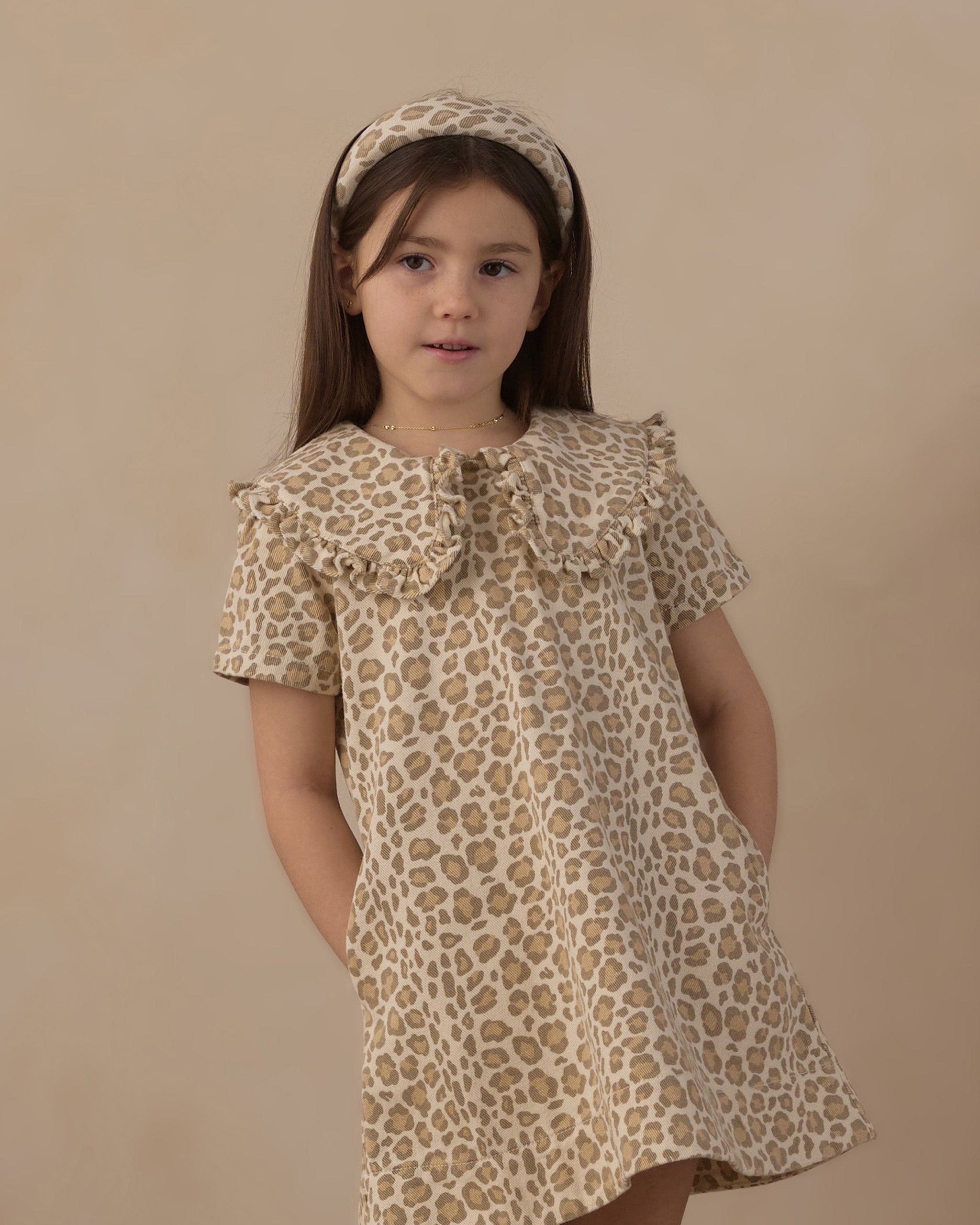 Leopard Denim Collared Dress