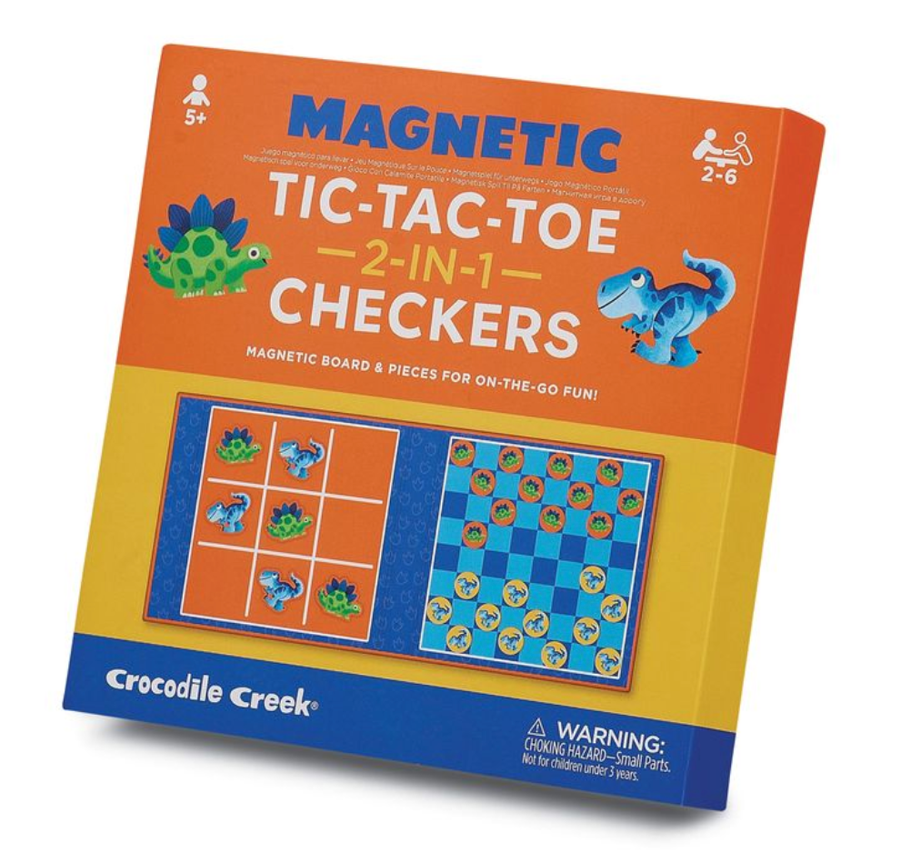 Magnetic Game - Tic Tac Toe &amp; Checkers Dino
