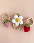 Teether Strawberry Red Cotton Crochet Rattle Baby Toy Summer