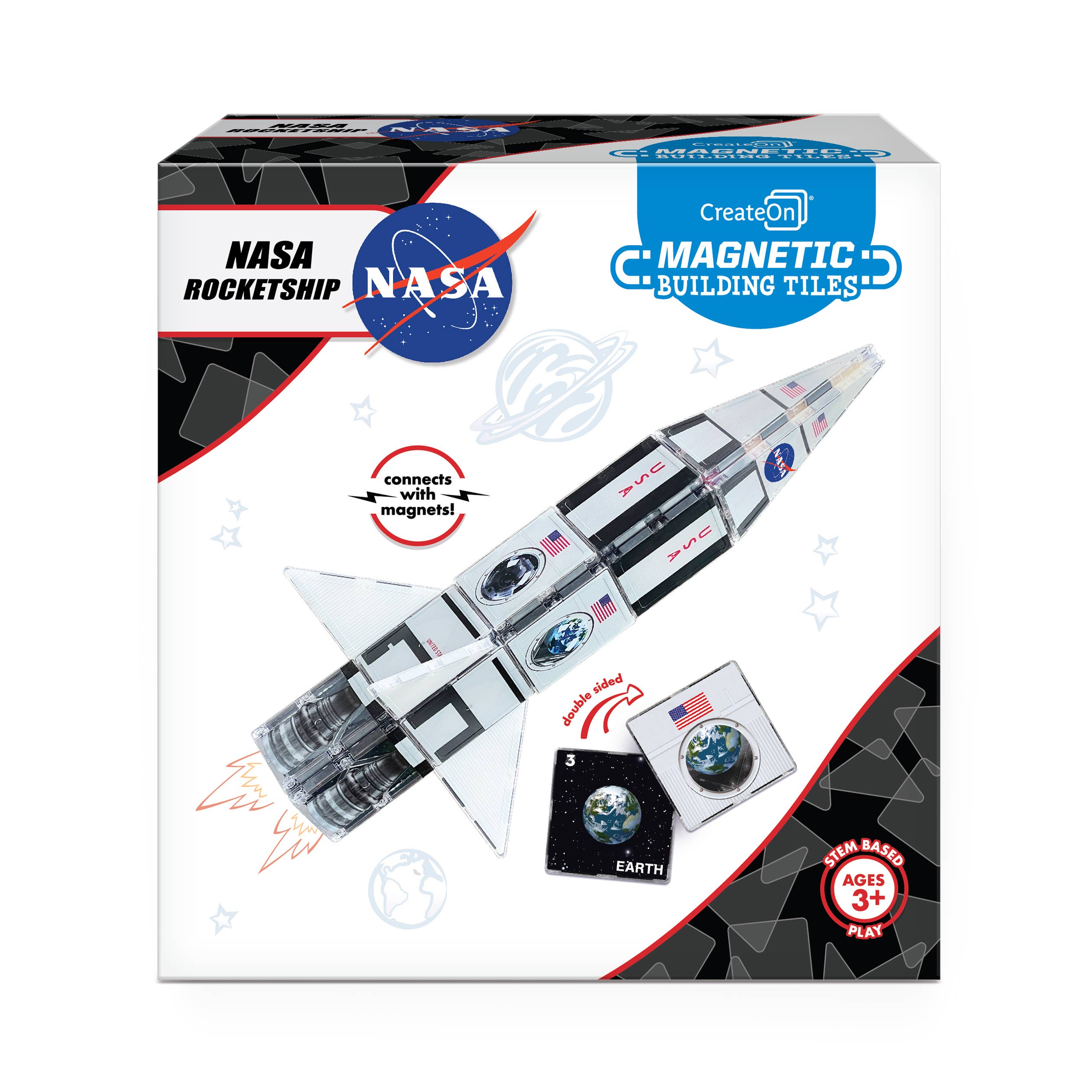 NASA Rocketship Magnetic Tiles Set