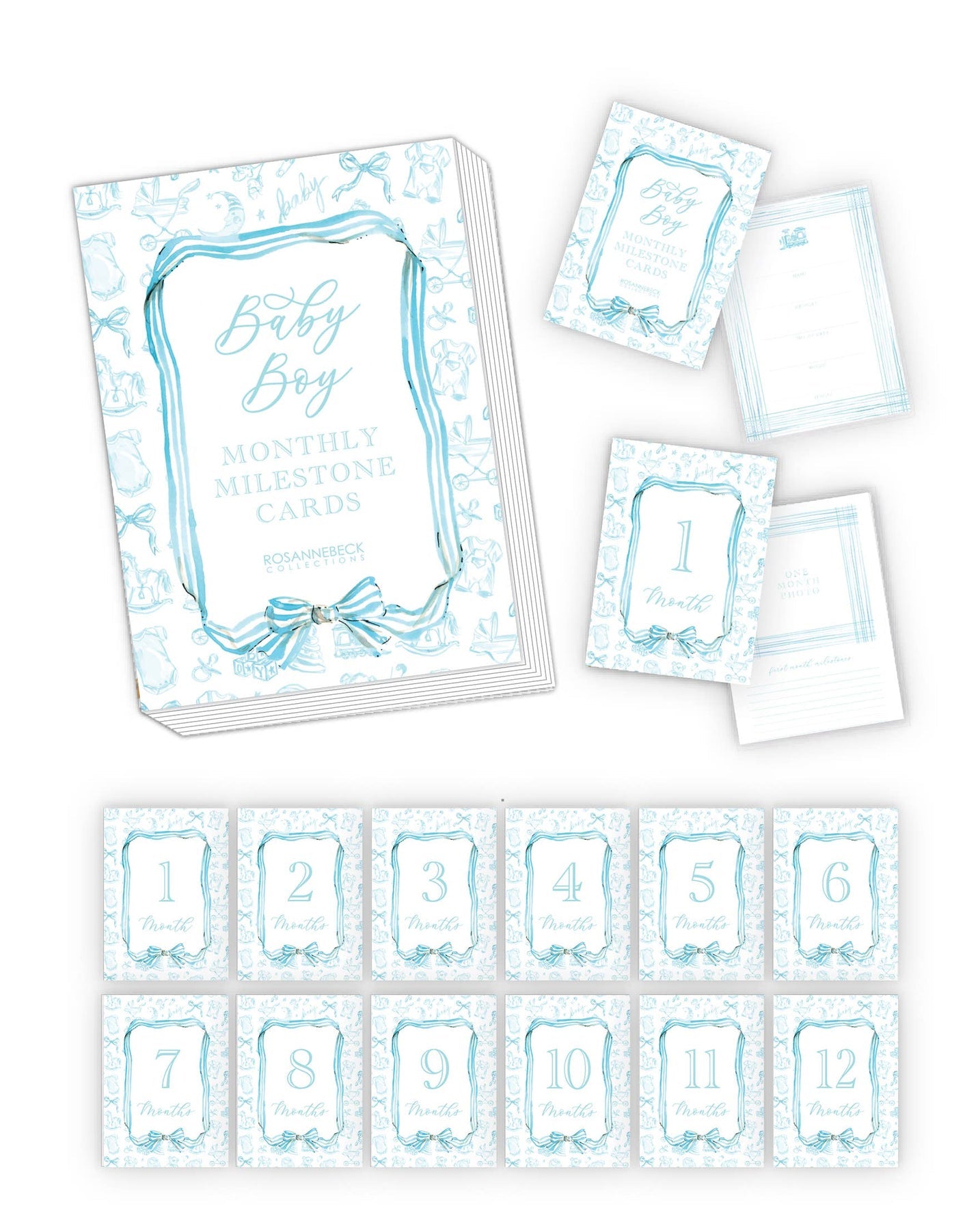 Blue Toille Milestone Cards