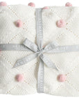 Pom Pom Blanket- Ivory/ Pink