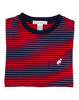 Red & Navy Striped L/S Carter Crewneck