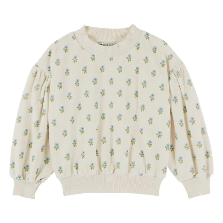 Ecru Floral Velour Sweatshirt