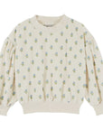 Ecru Floral Velour Sweatshirt