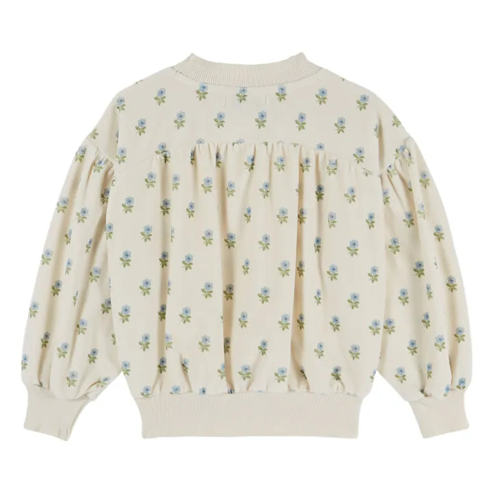 Ecru Floral Velour Sweatshirt