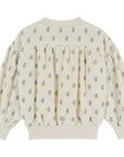 Ecru Floral Velour Sweatshirt