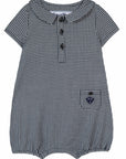 Navy Gingham Romper