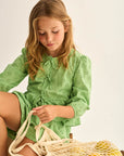 Alma Green Eyelet Top