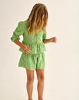 Green Eyelet Ruby Shorts