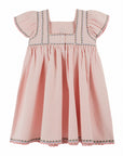 Macaron Pink Embroidered Canvas Dress