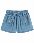 Denim Rose Embroidered Pocket Shorts