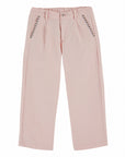 Girl's Macaron Pink Cherry Embroidered Pants
