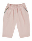 Macaron Pink Cherry Embroidered Baby Pants