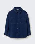 Greg Herringbone Twill Denim Shirt